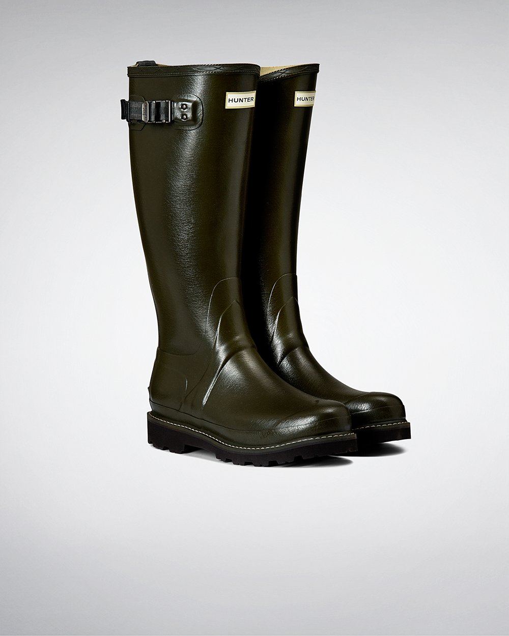 Womens Hunter Balmoral Poly-Lined - Tall Rain Boots Dark Olive - 9468-MWAPG